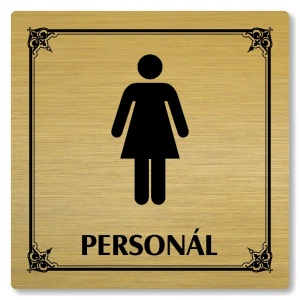 WC ženy personál, 100x100mm, zlatá, Nebraska